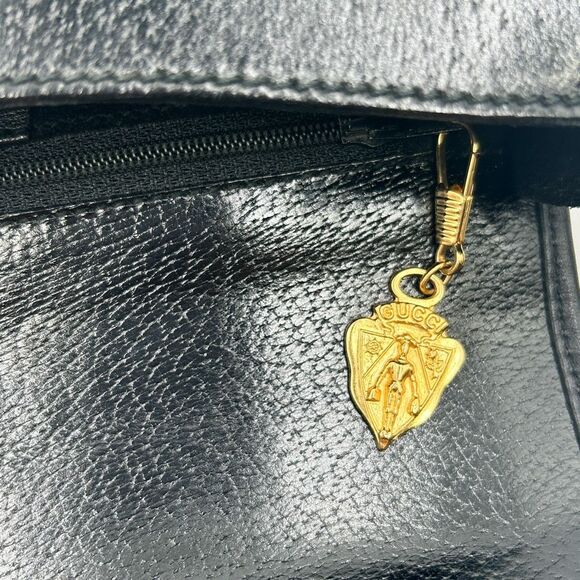 Gucci GG Black Leather Crossbody Shoulder Bag Purse Monogram - Picture 14 of 14